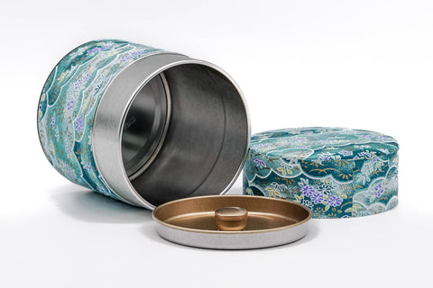 Turquoise Floral Washi Tea Canister - 150g
