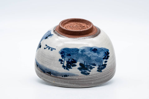 Japanese Matcha Bowl - Blue Hakeme Mountainous Village Kiyomizu-yaki Chawan - 300ml