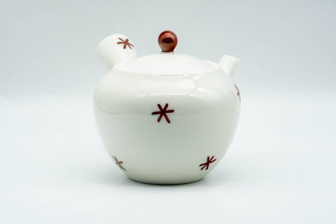 Japanese Kyusu - Red Stars White Porcelain Arita-yaki Teapot - 240ml