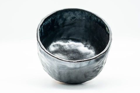 Japanese Matcha Bowl - Blue Hare's Fur Black Drip-Glazed Wabi-Sabi Chawan - 500ml
