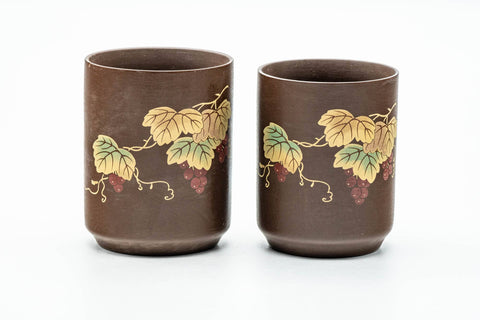 Japanese Tea Set - Grapevine Mesh Kyusu Teapot with 2 Meoto Yunomi Teacups