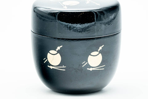 Japanese Natsume - Geometric Black Lacquered Matcha Tea Canister - 100ml