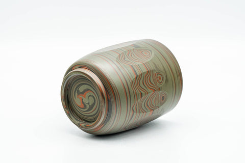 Tezumi — Japanese Teacup - 雲仙窯 Unzen Kiln - Carved Nerikomi Tokoname-yaki Yunomi - 170ml — top-down view of the interior