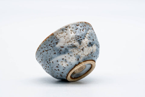 Japanese Teacup - Floral Blue Shino Glazed Mino-yaki Guinomi - 50ml