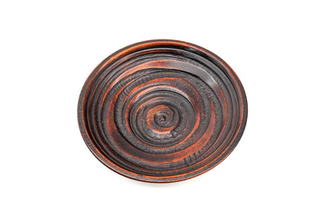 Japanese Chataku - Set of 5 Spiraling Wooden Tea Saucers