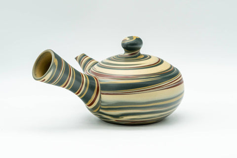 Japanese Kyusu - 沢田 Sawada, 靖仙 Yasusen Kiln - Nerikomi Tokoname-yaki Do-ake Teapot - 130ml