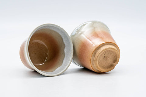 Japanese Teacups - Pair of Drip-Glazed Hagi-yaki Yunomi - 130ml