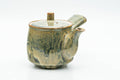 Tezumi — Japanese Kyusu - Green Yellow Drip-Glazed Debeso Teapot - 240ml — side view with the lid and side handle