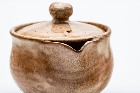 Japanese Houhin - 天鵬 Tsubaki Kiln - Beige Milky Hagi-yaki Handleless Teapot - 160ml