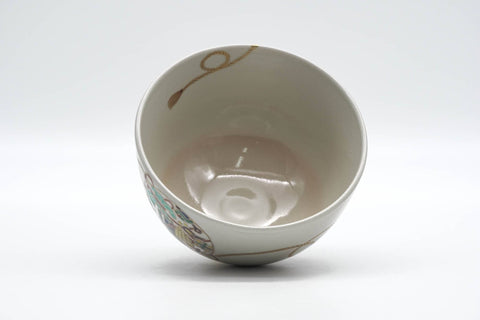 Tezumi — Japanese Matcha Bowl - Decorated Geometric Ornaments Kyo-yaki Chawan - 250ml — tipped to show the interior