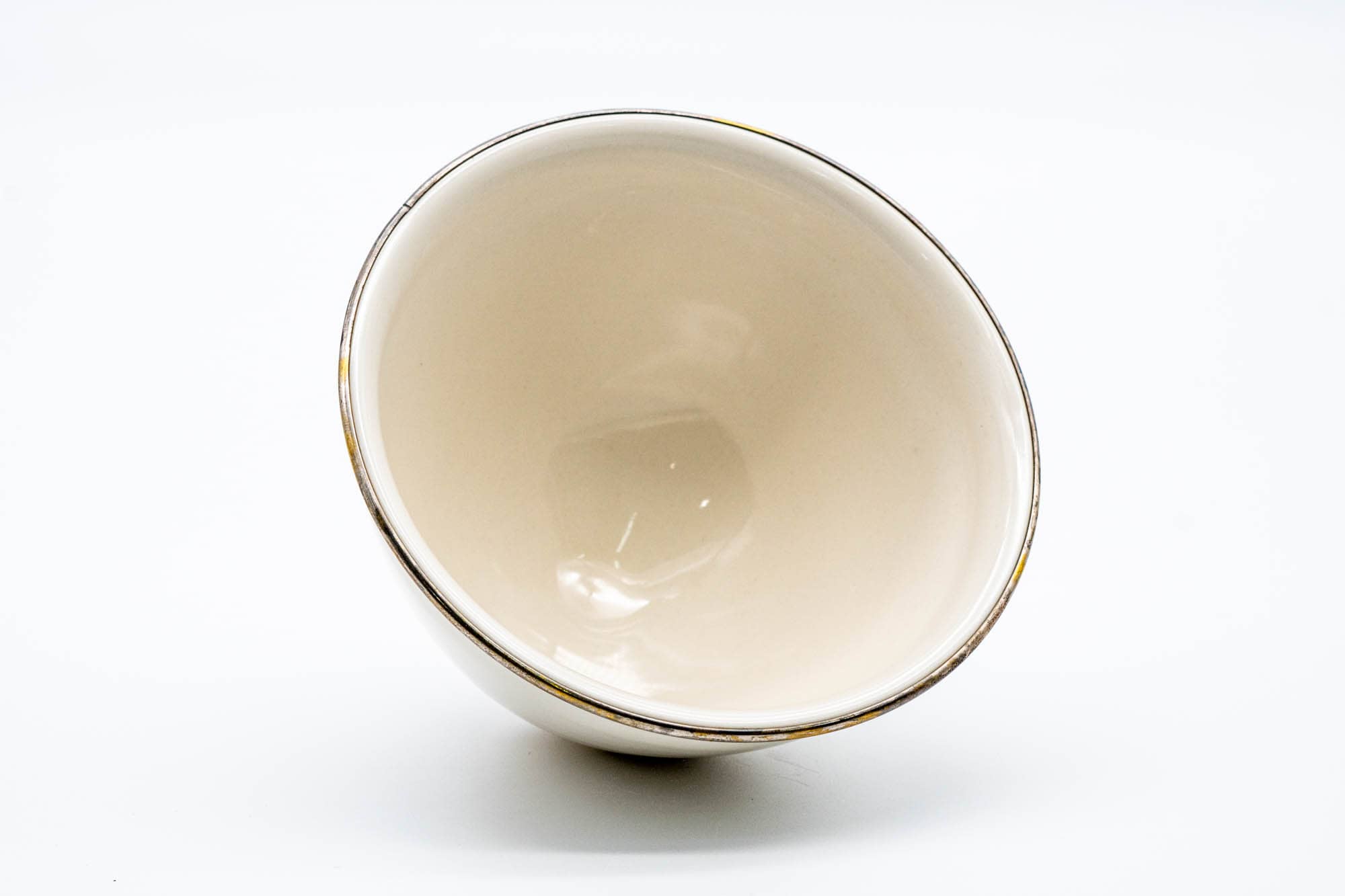 Japanese Matcha Bowl - Gold Rimmed White Shiro Tenmoku Kyo-yaki Chawan Kusayama 草山 - 300ml