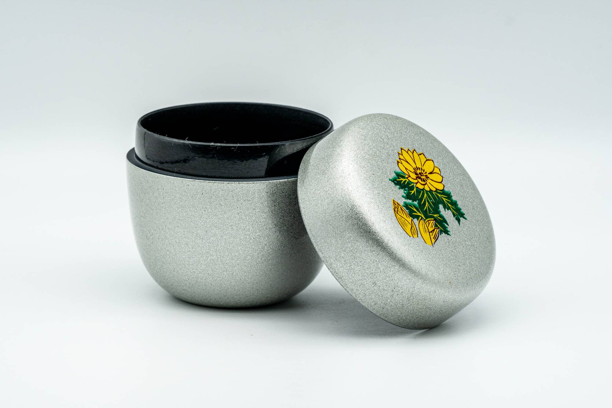 Japanese Natsume - Silver Floral Lacquered Matcha Tea Caddy - 100ml