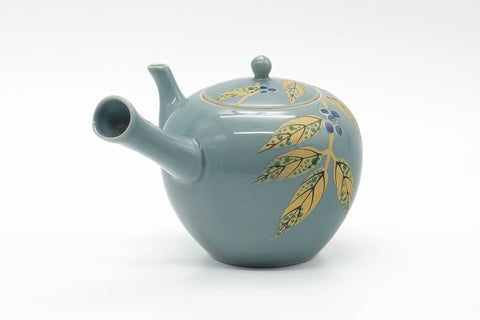 Japanese Kyusu - Blue Floral Hand-Painted Kutani Teapot - 500ml