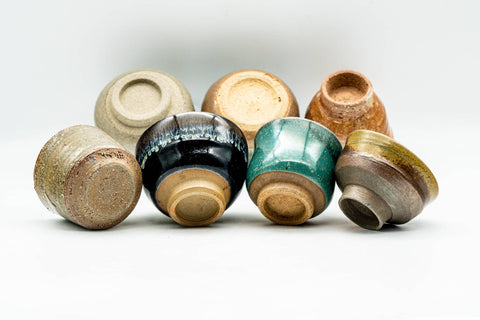Japanese Teacups - Set of 7 Uniquely Glazed Guinomi - 50ml