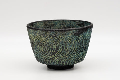 Wavy Blue-Green Kiyomizu-yaki Chawan