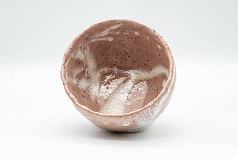 Japanese Matcha Bowl - Pink and White Shino Glazed Wabi-Sabi Chawan - 300ml
