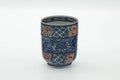 Tezumi — Japanese Teacup - Blue Floral Geometric Arita-yaki Yunomi - 245ml — front view