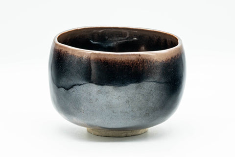 Japanese Matcha Bowl - 久 Black Brown Hare's Fur Glazed Wa-nari Chawan - 350ml