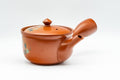 Tezumi — Japanese Kyusu - Floral Tokoname-yaki Mesh Teapot - 230ml — three-quarter view from the opposite side