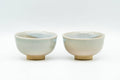 Japanese Teacup - Tsubaki Kiln - Pair of Small Hagi-yaki Guinomi - 40ml - front view of the matching pair of guinomi