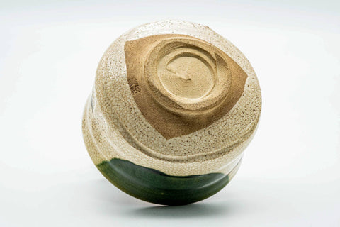 Japanese Matcha Bowl - Beige Green Glazed Oribe-yaki Chawan - 350ml