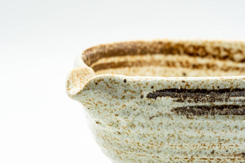 Japanese Katakuchi - Speckled Beige Brown Hakeme Matcha Pouring Bowl - 300ml