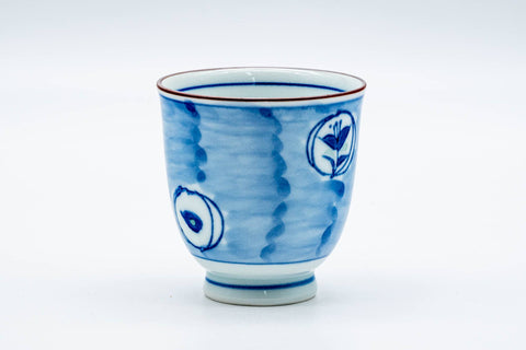 Japanese Teacup - Blue Geometric Arita-yaki Porcelain Yunomi - 160ml
