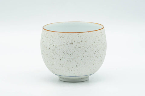 Tezumi — Japanese Teacup - White and Blue Floral Arita-yaki Yunomi - 140ml — front view from another angle