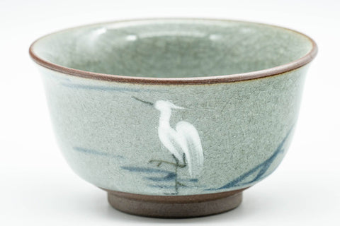 Japanese Teacups - Pair of 杏土窯 Egret Snowflake Celadon Glazed Yunomi - 90ml