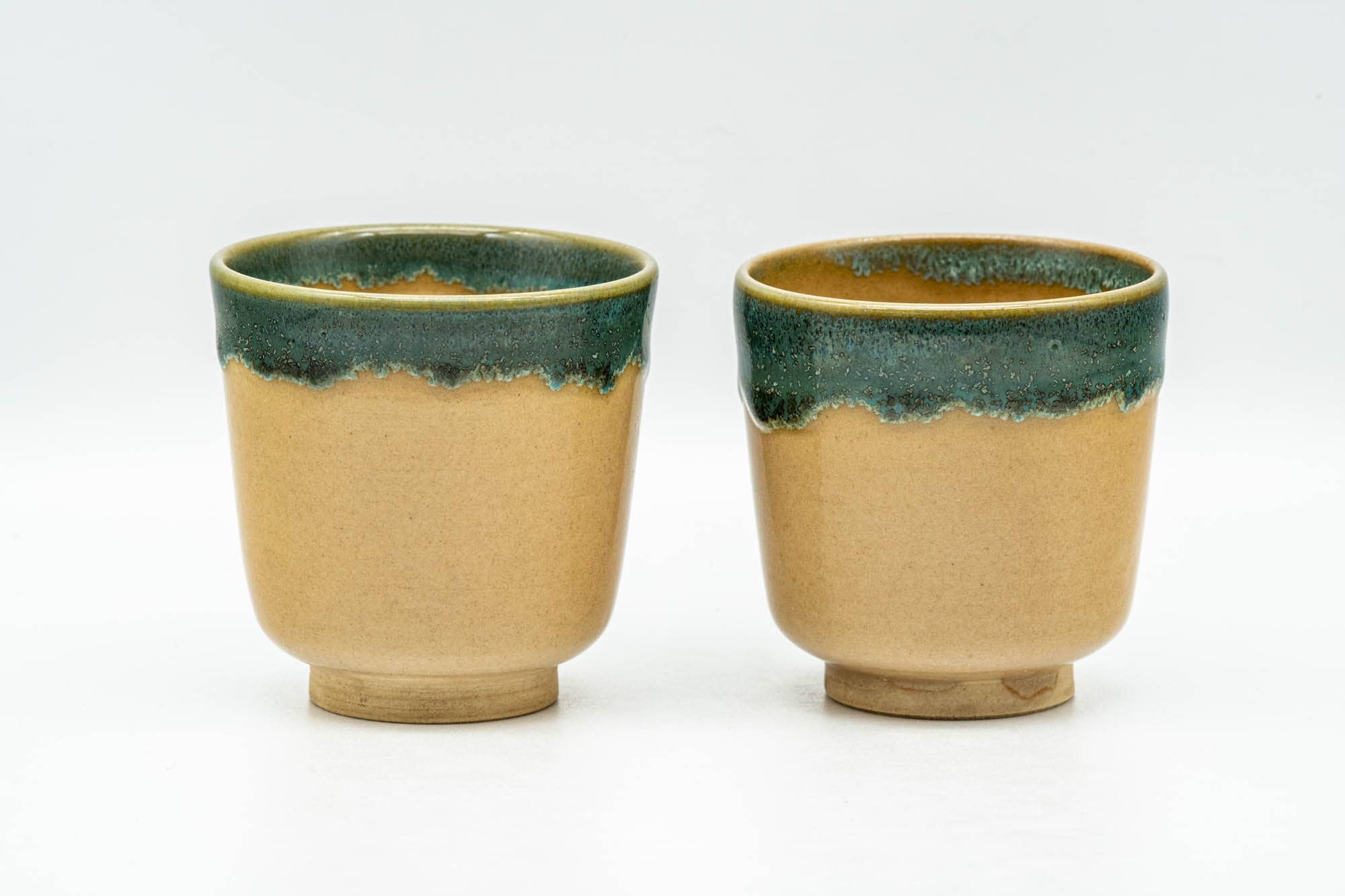 Japanese Teacups - Beige Turquoise Drip-Glazed Agano-yaki Yunomi - 85ml - Tezumi