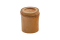 Cut bamboo-node cylinder used as a lid rest, front view in golden bamboo.