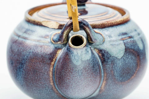 Japanese Dobin - Blue Purple Glazed Top-Handled Ceramic Filter Teapot - 340ml