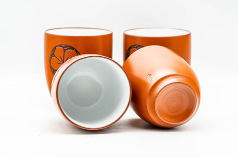 Japanese Teacups - 弘洋 Kouyou - Set of 4 Ume Tokoname-yaki Yunomi - 125ml