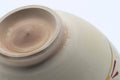 Tezumi — Japanese Matcha Bowl - Red White Geometric Beige Glazed Kyo-yaki Chawan - 400ml — inverted showing the foot ring