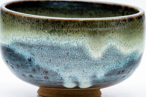 Japanese Matcha Bowl - 松井窯 Matsui Kiln - Blue Green Drip-Glazed Matsushiro-yaki Chawan - 300ml