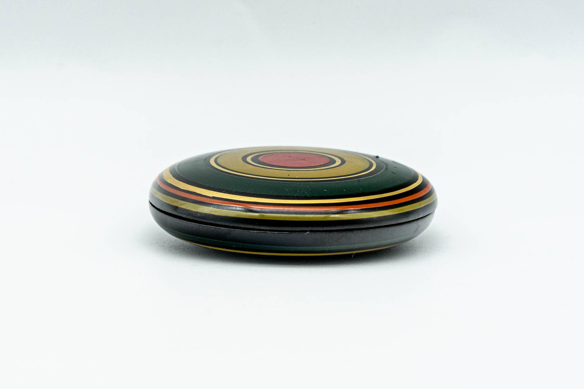 Japanese Incense Kogo - Small Komo Striped Black Lacquered Container
