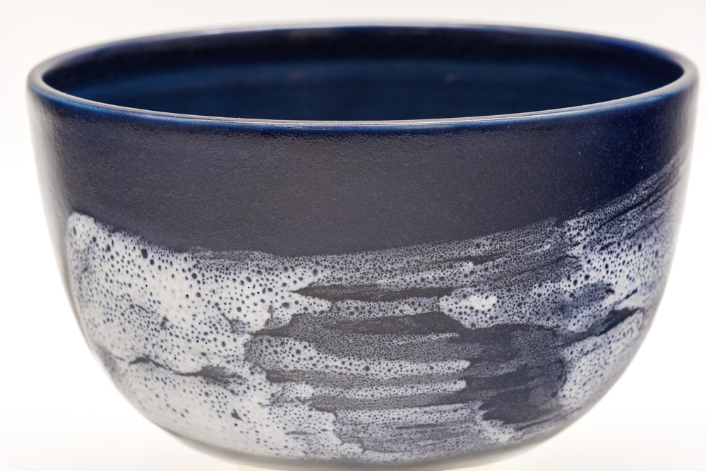 Japanese Matcha Bowl - 安徳窯 Antoku Kiln - Blue Hakeme Kiyomizu Chawan