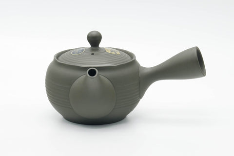 Tezumi — Japanese Kyusu - Floral Green Ryokudei Tokoname Mesh Teapot - 290ml — three-quarter view from the opposite side