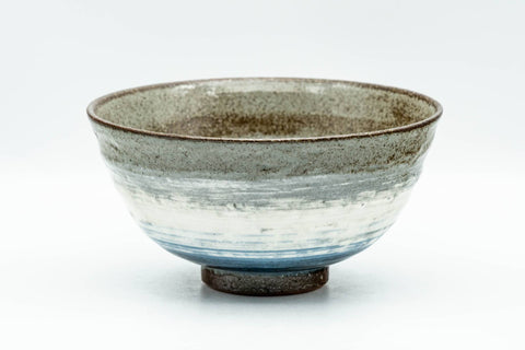 Japanese Matcha Bowl - Beige White Blue Glazed Chawan - 250ml