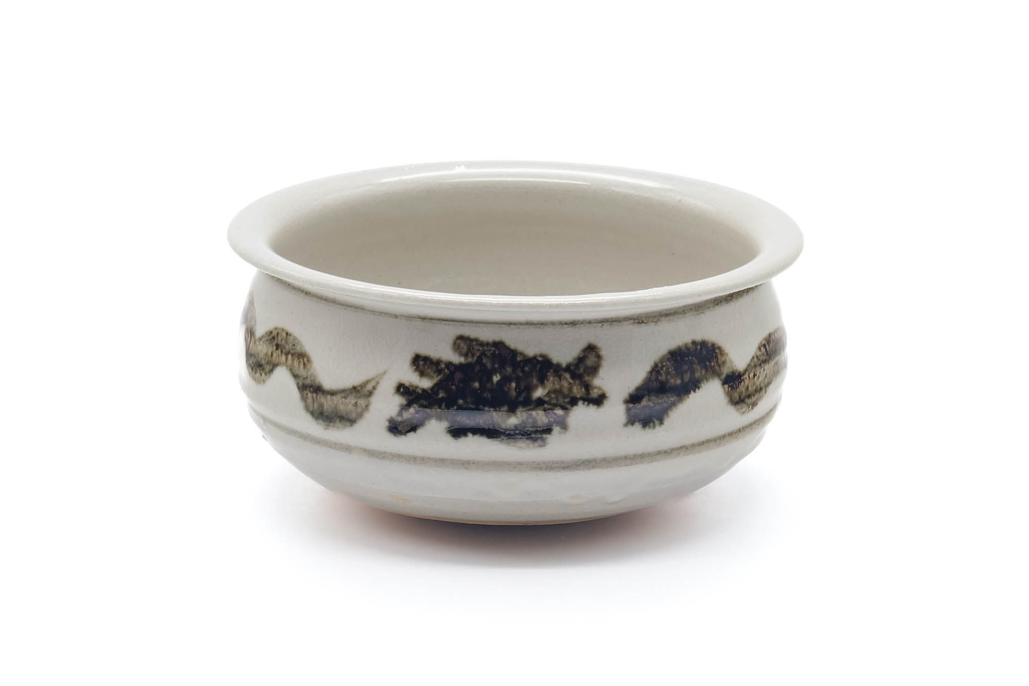 Japanese Kensui - Abstract White Glazed Water Bowl - 500ml