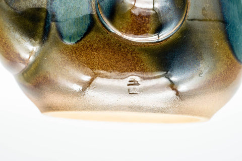 Japanese Kyusu - Blue Brown Glazed Mesh Filter Side-handled Teapot - 300ml - Tezumi
