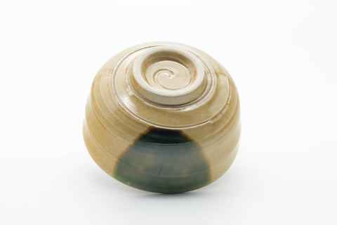 Japanese Matcha Bowl - Green Yellow Glazed Seto-yaki Chawan - 500ml