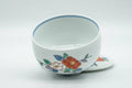 Japanese Teacup - Colourful Floral White Porcelain Arita-yaki Lidded Yunomi - 130ml - Tezumi