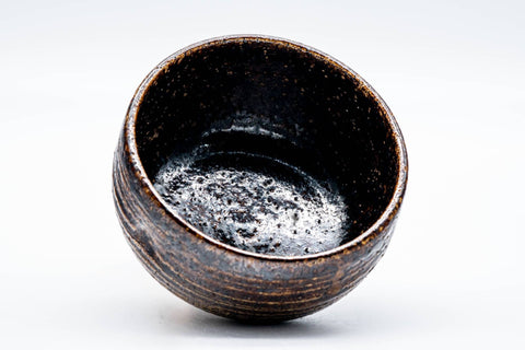 Tezumi — Japanese Matcha Bowl - Brown Speckled Spiraling Earthy Chawan - 300ml — three-quarter view