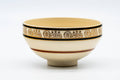 Tezumi — Japanese Matcha Bowl - Beige Floral Striped Kyo-yaki Chawan - 200ml — front view