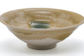 Tezumi — Japanese Matcha Bowl - Yellow Green Spotted Seto-yaki Summer Chawan - 250ml — tipped to show the interior