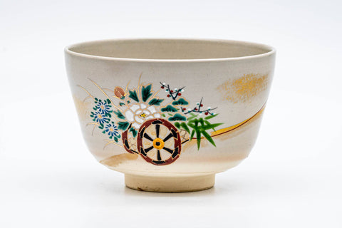 Japanese Matcha Bowl - Floral Rickshaw Kyo-yaki Chawan - 300ml