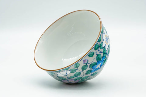 Japanese Teacup - Blue and Purple Flowers Arita-yaki Yunomi - 150ml