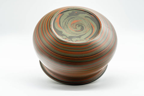 Japanese Kensui - Green and Red Nerikomi Tokoname-yaki Water Bowl - 600ml - Tezumi