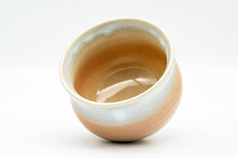 Japanese Teacup - Tsubaki Kiln Beige White Glazed Hagi-yaki Yunomi - 140ml - tilted overhead view into the cup interior